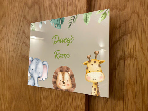 Personalised Acrylic Children's Door Sign - Jungle
