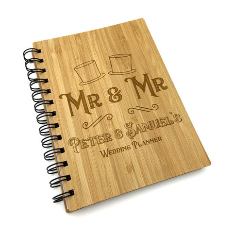 Personalised Same Sex Wedding Planner Mr and Mr Bamboo Cover