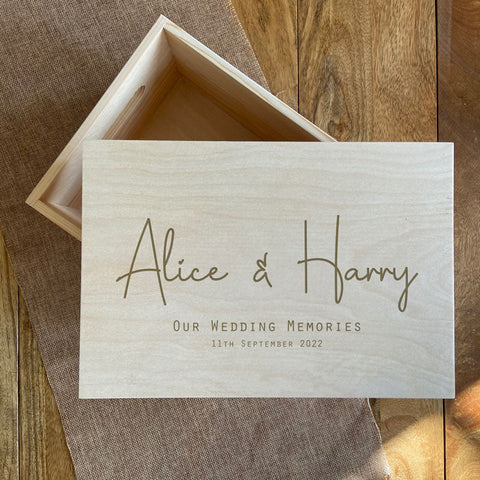 Personalised Wedding Memory Box Wooden Crate Our Wedding Memories