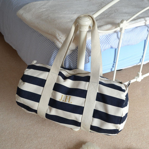 Personalised Embroidered Nautical Barrel Bag - Ideal For Gym or Holiday Bag