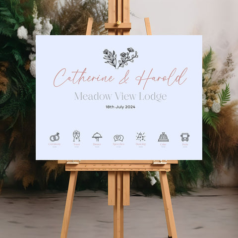 Personalised Wedding Welcome Sign Romantic Elegance Theme