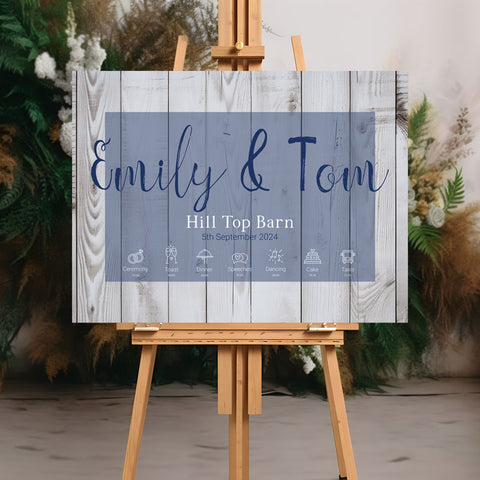 Personalised Wedding Welcome Sign Rusic Painted Theme