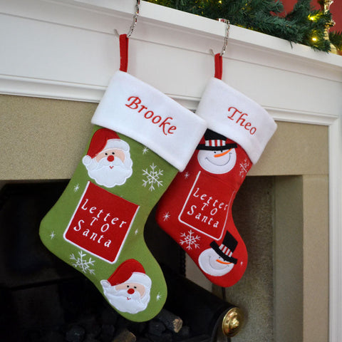 Luxury Deluxe Personalised Embroidered Christmas Letter to Santa Xmas Stocking