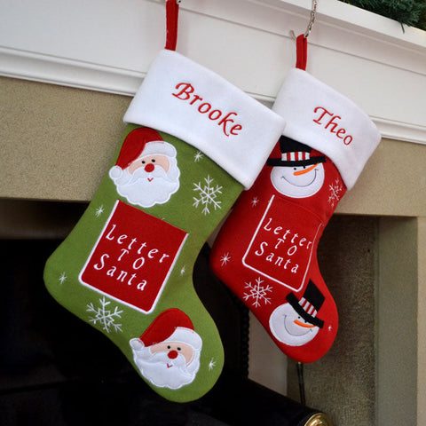 Luxury Deluxe Personalised Embroidered Christmas Letter to Santa Xmas Stocking