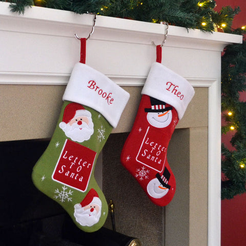 Luxury Deluxe Personalised Embroidered Christmas Letter to Santa Xmas Stocking