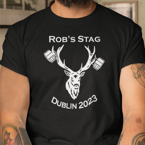 Personalised Stag Do T-Shirt Tops Beer Deer Style Design with Location & Stags Name