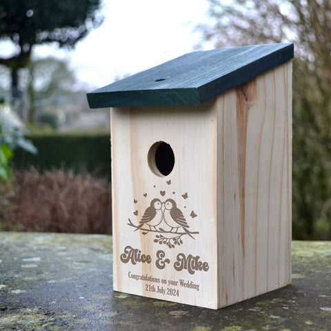 Personalised Love Birds Bird House for Garden Birds