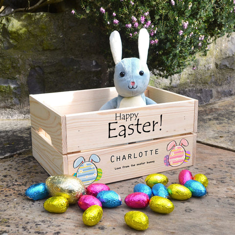 Custom Wooden Crate for Easter - Personalised for Egg Hunts and Easter Gifts