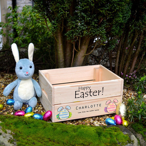 Custom Wooden Crate for Easter - Personalised for Egg Hunts and Easter Gifts
