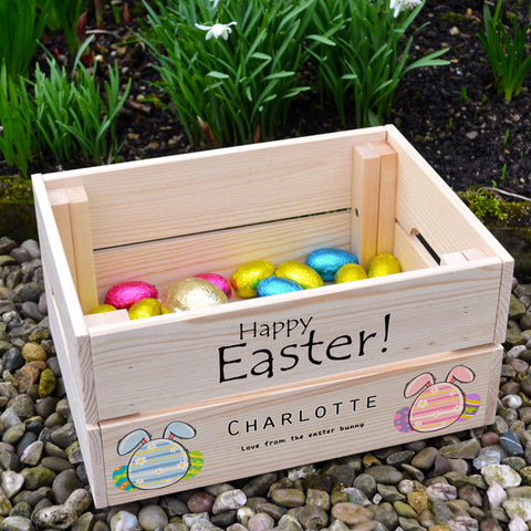 Custom Wooden Crate for Easter - Personalised for Egg Hunts and Easter Gifts