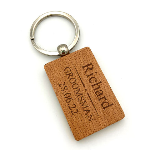 Personalised Wooden Keyring Groomsman or Best Man