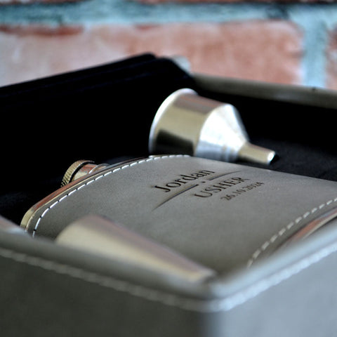 Personalised Luxury Groomsman and Groom's Hip Flask Set