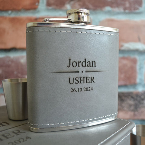 Personalised Luxury Groomsman and Groom's Hip Flask Set