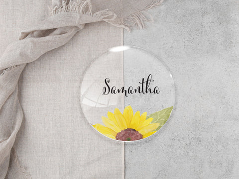 Acrylic Placename/favour - Sunflower Style