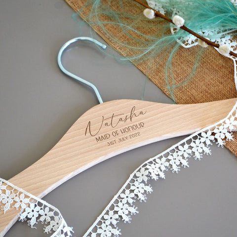 Personalised Wedding Coat Hangers for Brides, Bridesmaids and Maid of Honour - Wood
