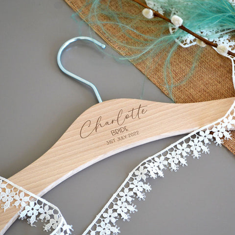 Personalised Wedding Coat Hangers for Brides, Bridesmaids and Maid of Honour - Wood